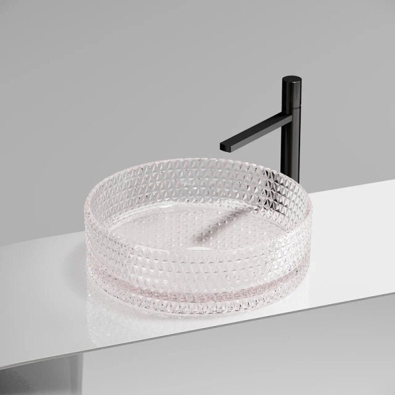 Раковина Ceramicanova Cristal CN6061, 36 см, стекло, цвет розовый