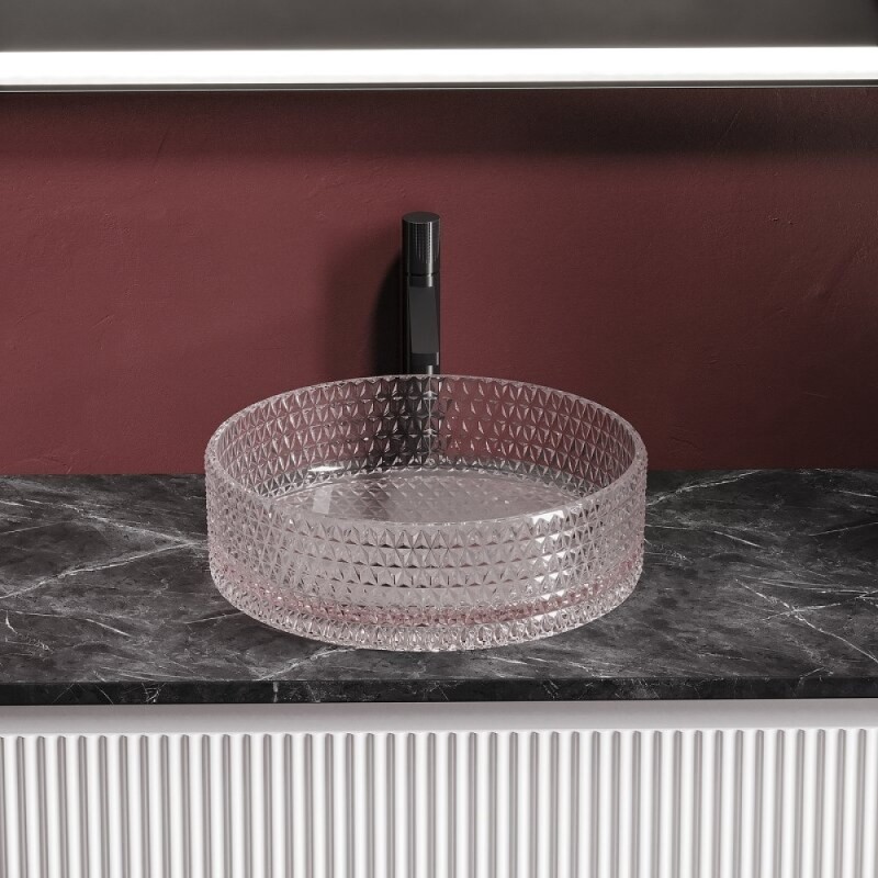 Раковина Ceramicanova Cristal CN6061, 36 см, стекло, цвет розовый