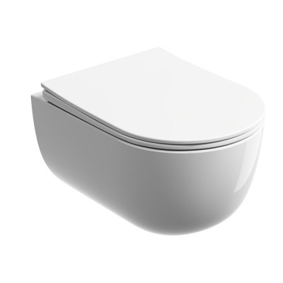 Подвесной унитаз Ceramicanova Modena Rimless, CN6063, безободковый, крышка-сиденье микролифт, белый, сантехфарфор