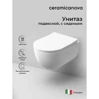 Подвесной унитаз Ceramicanova Modena Rimless, CN6063, безободковый, крышка-сиденье микролифт, белый, сантехфарфор