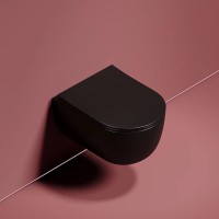 Подвесной унитаз Ceramicanova Modena Rimless, CN6063MB, безободковый, крышка-сиденье микролифт, черный матовый, сантехфарфор