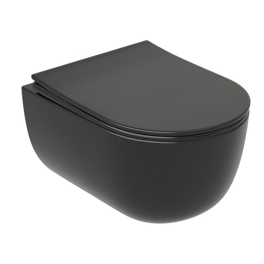 Подвесной унитаз Ceramicanova Modena Rimless, CN6063MB, безободковый, крышка-сиденье микролифт, черный матовый, сантехфарфор