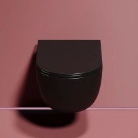 Подвесной унитаз Ceramicanova Modena Rimless, CN6063MB, безободковый, крышка-сиденье микролифт, черный матовый, сантехфарфор