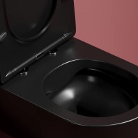 Подвесной унитаз Ceramicanova Modena Rimless, CN6063MB, безободковый, крышка-сиденье микролифт, черный матовый, сантехфарфор