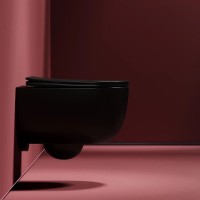 Подвесной унитаз Ceramicanova Modena Rimless, CN6063MB, безободковый, крышка-сиденье микролифт, черный матовый, сантехфарфор