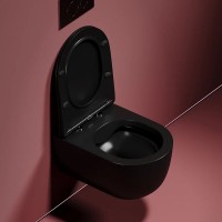Подвесной унитаз Ceramicanova Modena Rimless, CN6063MB, безободковый, крышка-сиденье микролифт, черный матовый, сантехфарфор