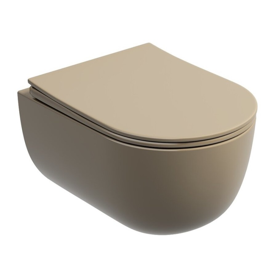 Подвесной унитаз Ceramicanova Modena Rimless, CN6063MC, безободковый, крышка-сиденье микролифт, капучино матовый, сантехфарфор
