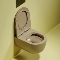 Подвесной унитаз Ceramicanova Modena Rimless, CN6063MC, безободковый, крышка-сиденье микролифт, капучино матовый, сантехфарфор