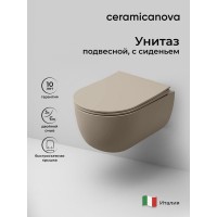 Подвесной унитаз Ceramicanova Modena Rimless, CN6063MC, безободковый, крышка-сиденье микролифт, капучино матовый, сантехфарфор