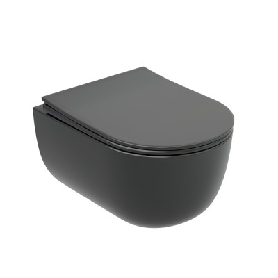 Подвесной унитаз Ceramica Nova Modena, CN6063MDH, безободковый, крышка-сиденье микролифт, темный антрацит матовый, сантехфарфор