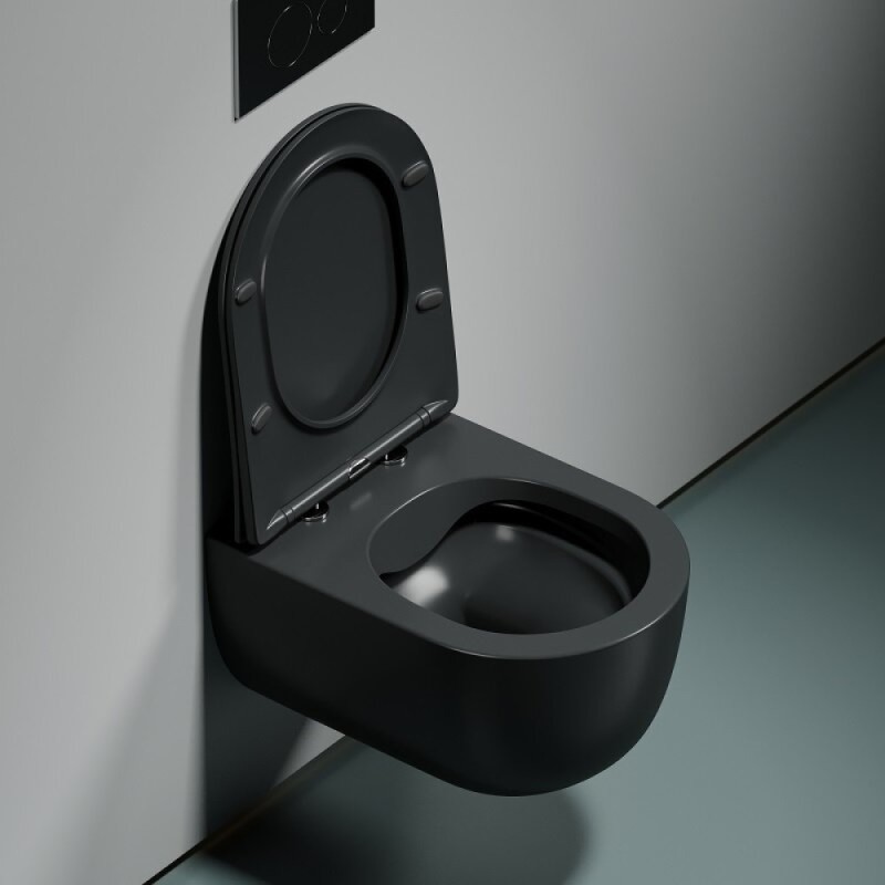 Подвесной унитаз Ceramica Nova Modena, CN6063MDH, безободковый, крышка-сиденье микролифт, темный антрацит матовый, сантехфарфор