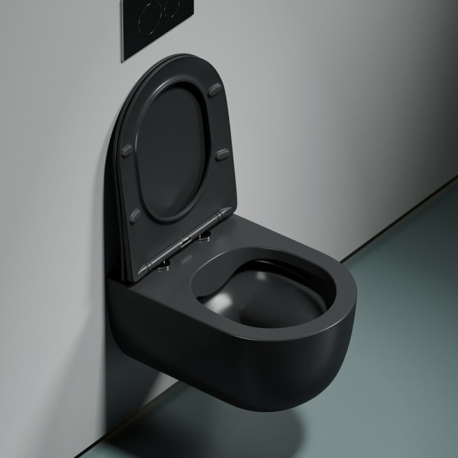 Подвесной унитаз Ceramica Nova Modena, CN6063MDH, безободковый, крышка-сиденье микролифт, темный антрацит матовый, сантехфарфор