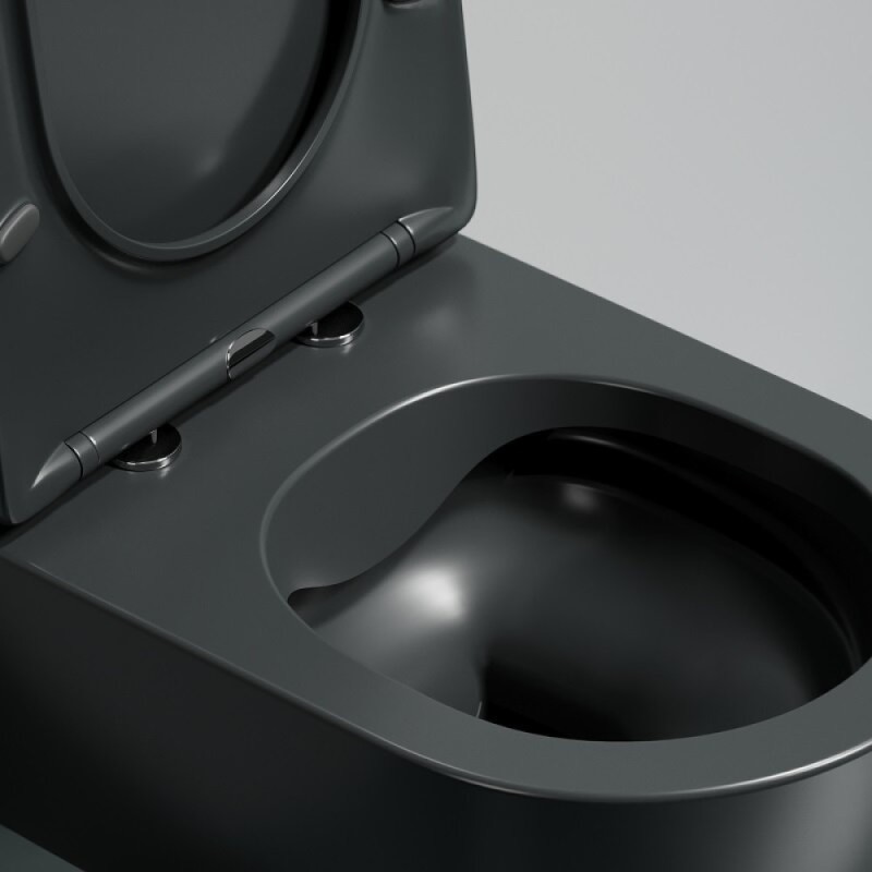 Подвесной унитаз Ceramica Nova Modena, CN6063MDH, безободковый, крышка-сиденье микролифт, темный антрацит матовый, сантехфарфор