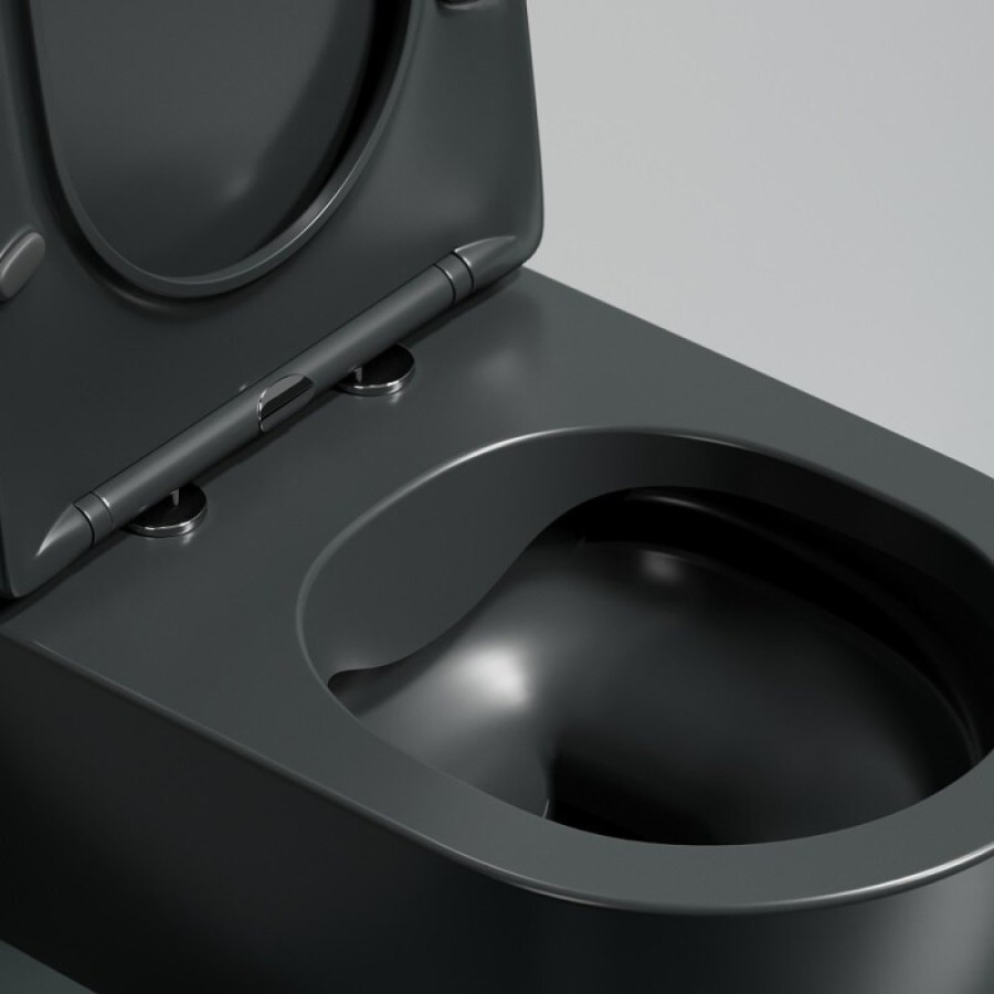 Подвесной унитаз Ceramica Nova Modena, CN6063MDH, безободковый, крышка-сиденье микролифт, темный антрацит матовый, сантехфарфор