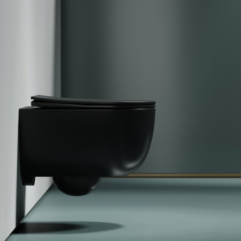 Подвесной унитаз Ceramica Nova Modena, CN6063MDH, безободковый, крышка-сиденье микролифт, темный антрацит матовый, сантехфарфор