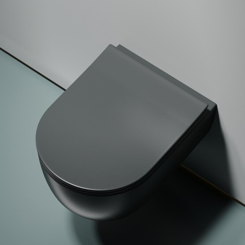 Подвесной унитаз Ceramica Nova Modena, CN6063MDH, безободковый, крышка-сиденье микролифт, темный антрацит матовый, сантехфарфор