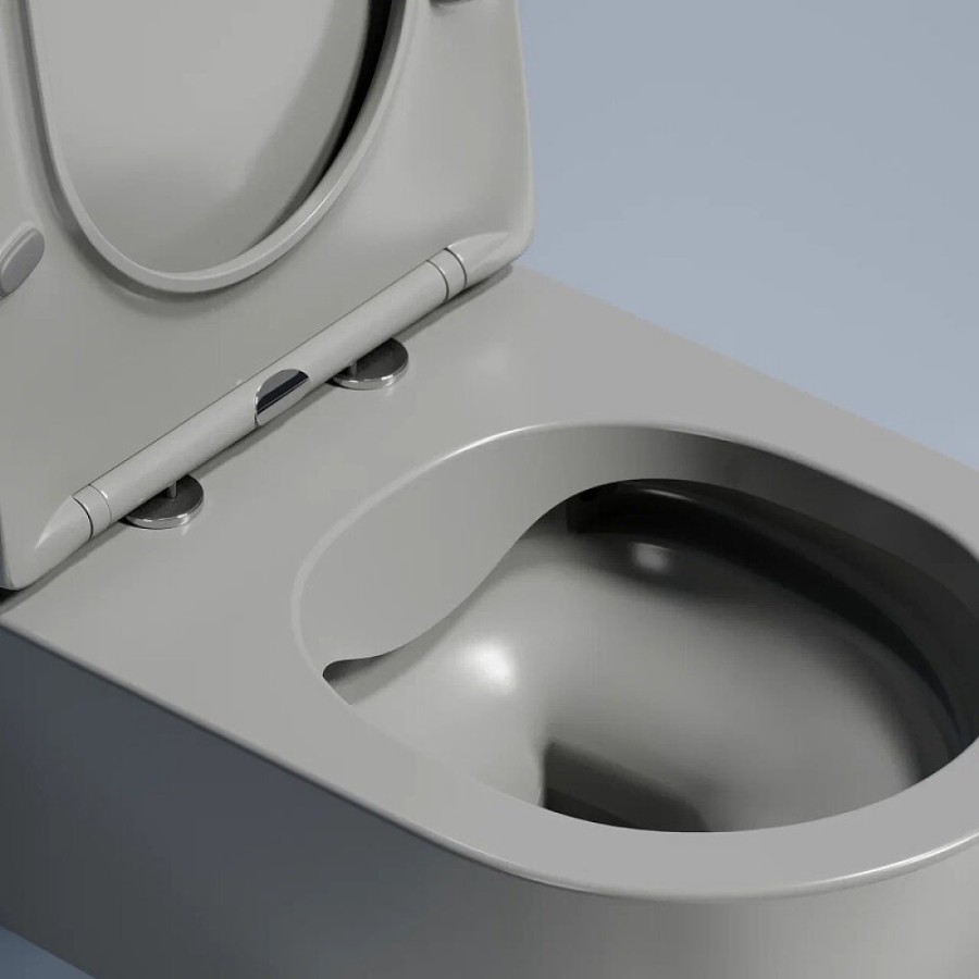 Подвесной унитаз Ceramicanova Modena Rimless, CN6063MH, безободковый, крышка-сиденье микролифт, антрацит матовый, сантехфарфор