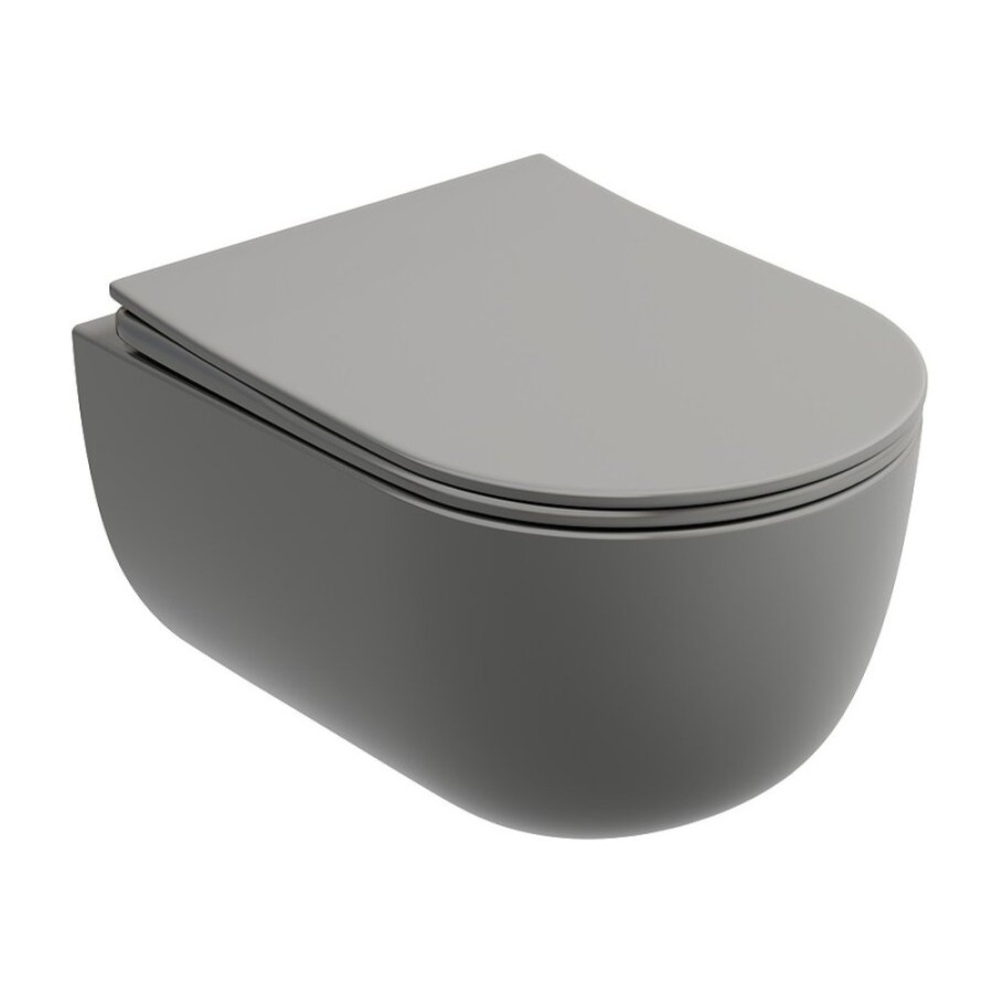 Подвесной унитаз Ceramicanova Modena Rimless, CN6063MH, безободковый, крышка-сиденье микролифт, антрацит матовый, сантехфарфор