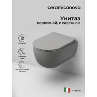 Подвесной унитаз Ceramicanova Modena Rimless, CN6063MH, безободковый, крышка-сиденье микролифт, антрацит матовый, сантехфарфор