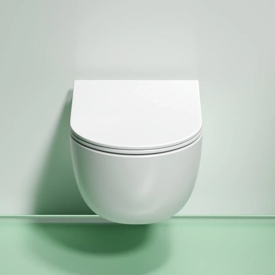 Подвесной унитаз Ceramicanova Modena Rimless, CN6063MW, безободковый, крышка-сиденье микролифт, белый матовый, сантехфарфор