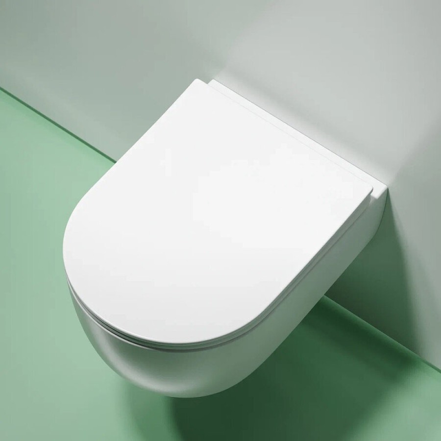 Подвесной унитаз Ceramicanova Modena Rimless, CN6063MW, безободковый, крышка-сиденье микролифт, белый матовый, сантехфарфор