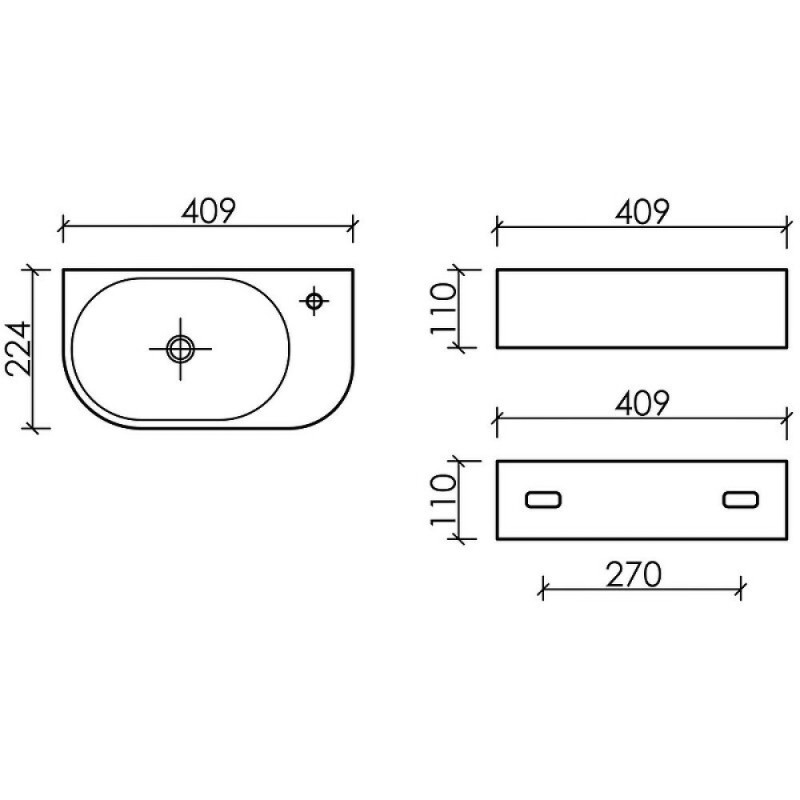 Раковина Ceramicanova Element L, CN6066L 41 см, сантехфарфор, белая