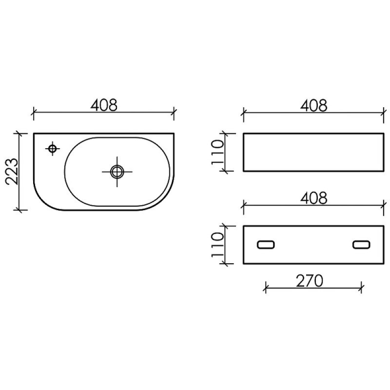 Раковина Ceramicanova Element L, CN6066L 41 см, сантехфарфор, белая