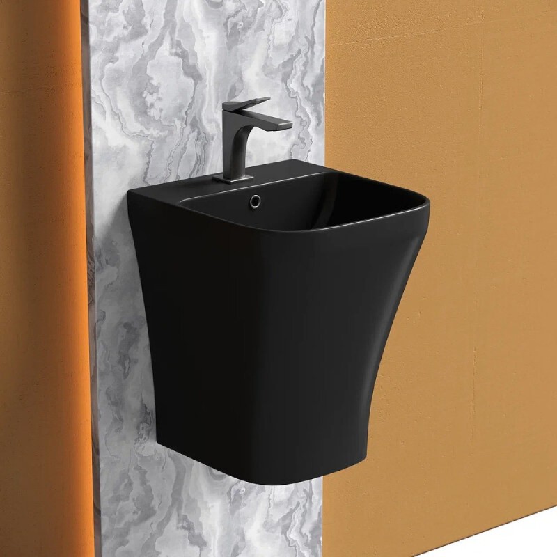 Раковина моноблок Ceramicanova Dion CN6067MB, 36 см, сантехфарфор, цвет черный матовый