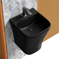 Раковина моноблок Ceramicanova Dion CN6067MB, 36 см, сантехфарфор, цвет черный матовый