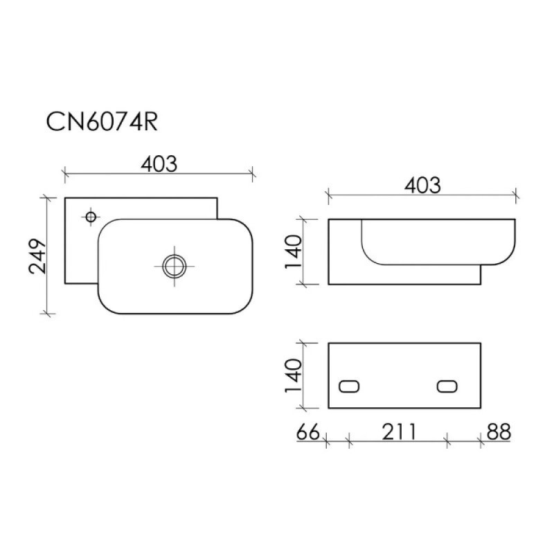 Раковина Ceramicanova Element CN6074L/CN6074R, 40.3 см, левая/правая, сантехфарфор, цвет белый