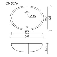 Раковина Ceramicanova Element CN6076, 52 см, сантехфарфор, белый