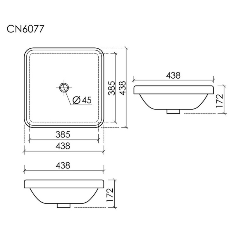 Раковина Ceramicanova Element CN6077, 43.8 см, накладная, сантехфарфор, белый