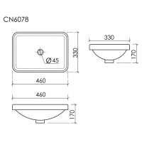 Раковина Ceramicanova Element CN6078, 46 см, накладная, сантехфарфор, белый