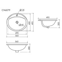 Раковина Ceramicanova Sun CN6079, 56.5 см, сантехфарфор, белый