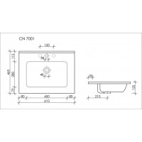 Раковина Ceramicanova Element CN7001 61 x 46.5 x 12.5 см, прямоугольная, с переливом, сантехфарфор