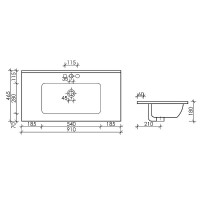 Раковина Ceramicanova Element CN7002 91 x 46.5 x 18 см, накладная, прямоугольная, с переливом, сантехфарфор