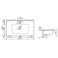 Раковина Ceramicanova Element CN7005 81 x 46.5 x 18 см, накладная, прямоугольная, с переливом, сантехфарфор