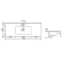 Раковина Ceramicanova Element CN7006, 121 x 46.5 x 18 см, накладная, прямоугольная, с переливом, сантехфарфор