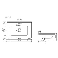 Раковина Ceramicanova Element CN7007 71 x 46.5 x 18 см, накладная, прямоугольная, с переливом, сантехфарфор
