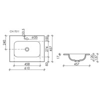 Раковина Ceramicanova Grace CN7011 встраиваемая, 61 х 45.7 см, белый, сантехфарфор