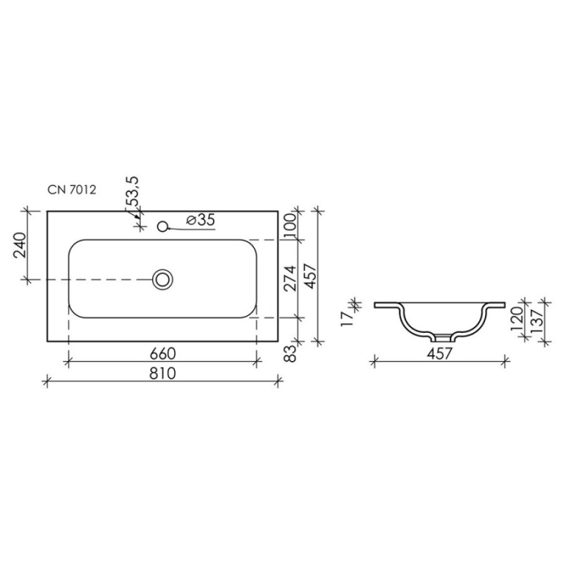 Раковина Ceramicanova Grace CN7012 встраиваемая, 81 х 45.7 см, белый, сантехфарфор