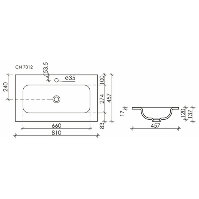 Раковина Ceramicanova Grace CN7012MC, 81 см, сантехфарфор, капучино матовый