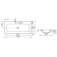 Раковина Ceramicanova Grace CN7013 встраиваемая, 101 х 45.7 см, белый, сантехфарфор