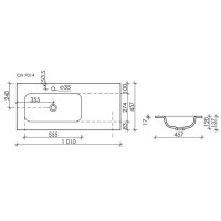 Раковина Ceramicanova Grace CN7014 встраиваемая, 101 х 45.7 см, левая, белый, сантехфарфор