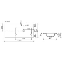 Раковина Ceramicanova Grace CN7014MB, 101 см, сантехфарфор, чаша слева, черная матовая