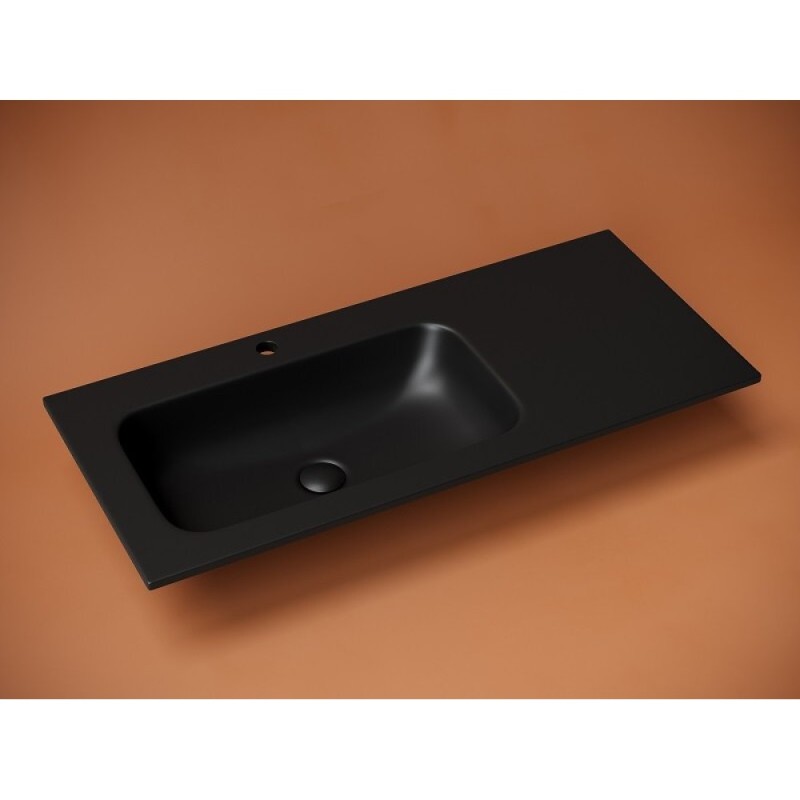 Раковина Ceramicanova Grace CN7014MB, 101 см, сантехфарфор, чаша слева, черная матовая