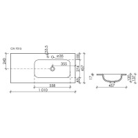 Раковина Ceramicanova Grace CN7015 встраиваемая, 101 х 45.7 см, правая, белый, сантехфарфор