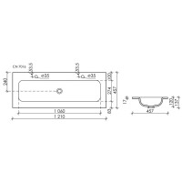 Раковина Ceramicanova Grace CN7016 встраиваемая, 121 х 45.7 см, белый, сантехфарфор