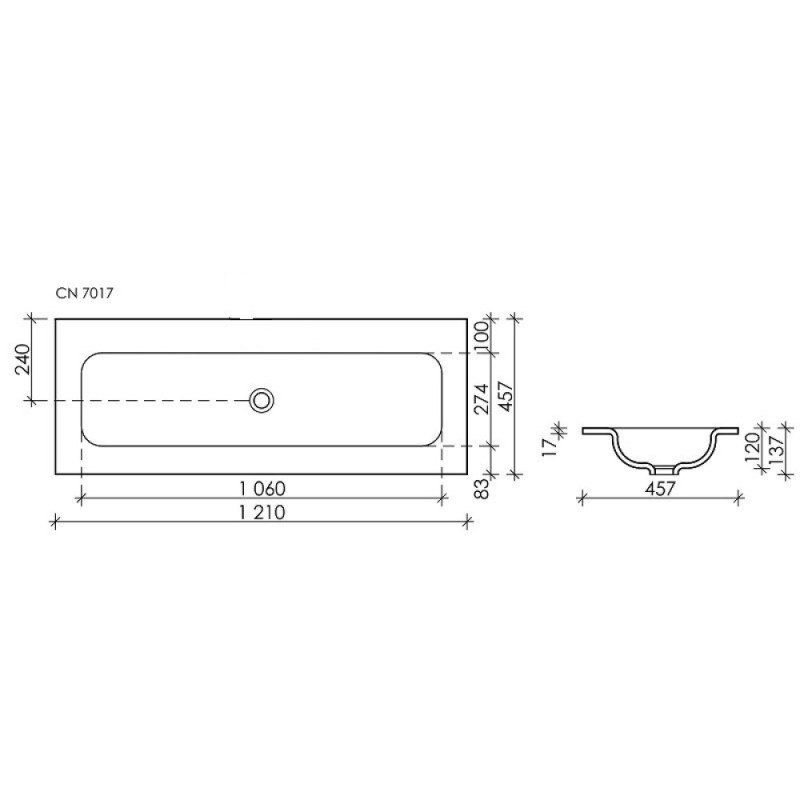 Раковина Ceramicanova Grace CN7016wx, 121 см, сантехфарфор, белая