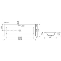 Раковина Ceramicanova Grace CN7017MB, 121 см, сантехфарфор, черная матовая